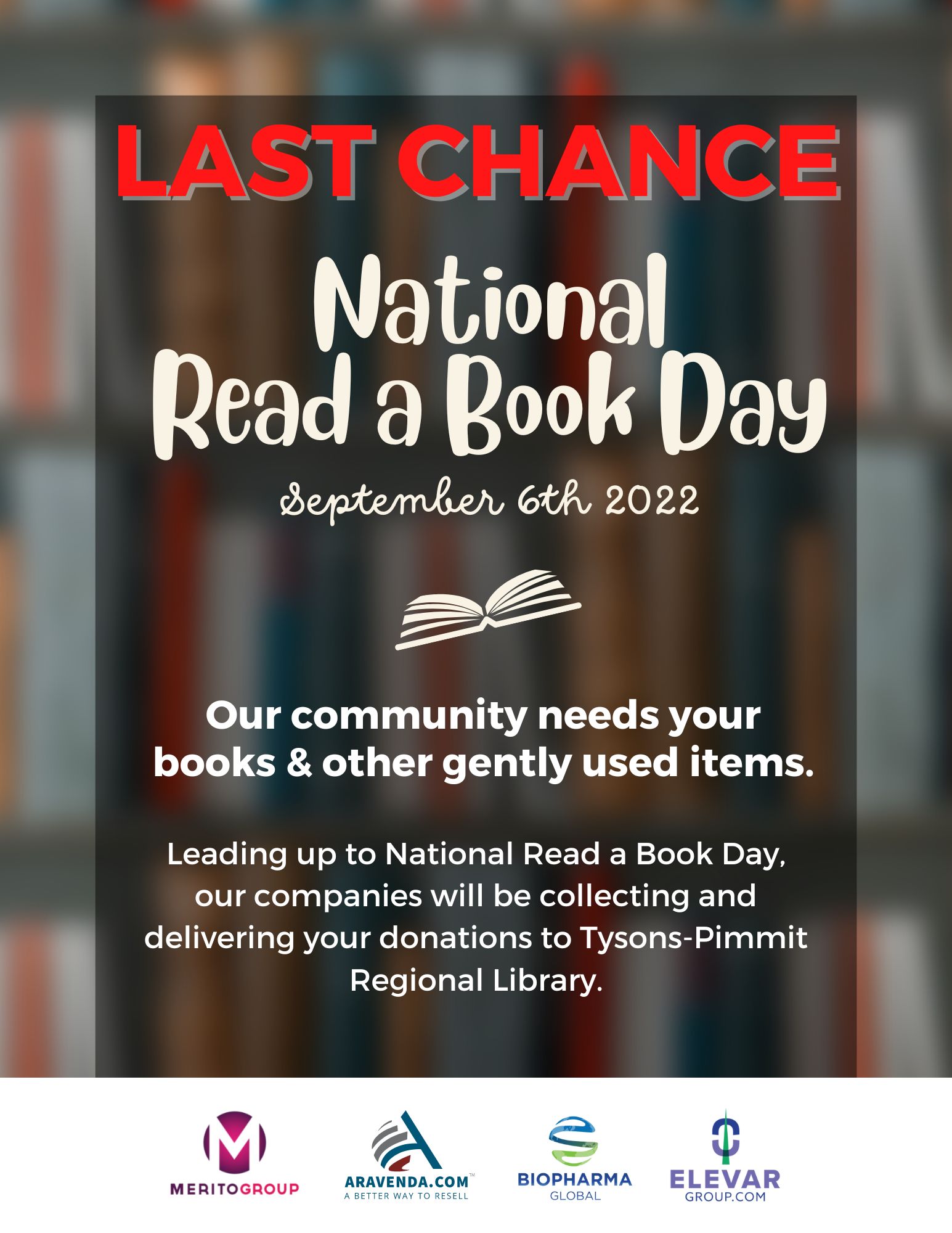 “National Read a Book Day” Book Drive: LAST CHANCE TO DONATE
